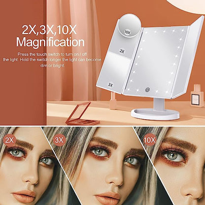 Trifold LED Makeup Vanity Mirror