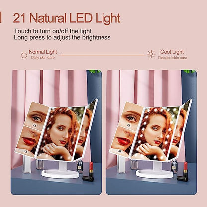 Trifold LED Makeup Vanity Mirror